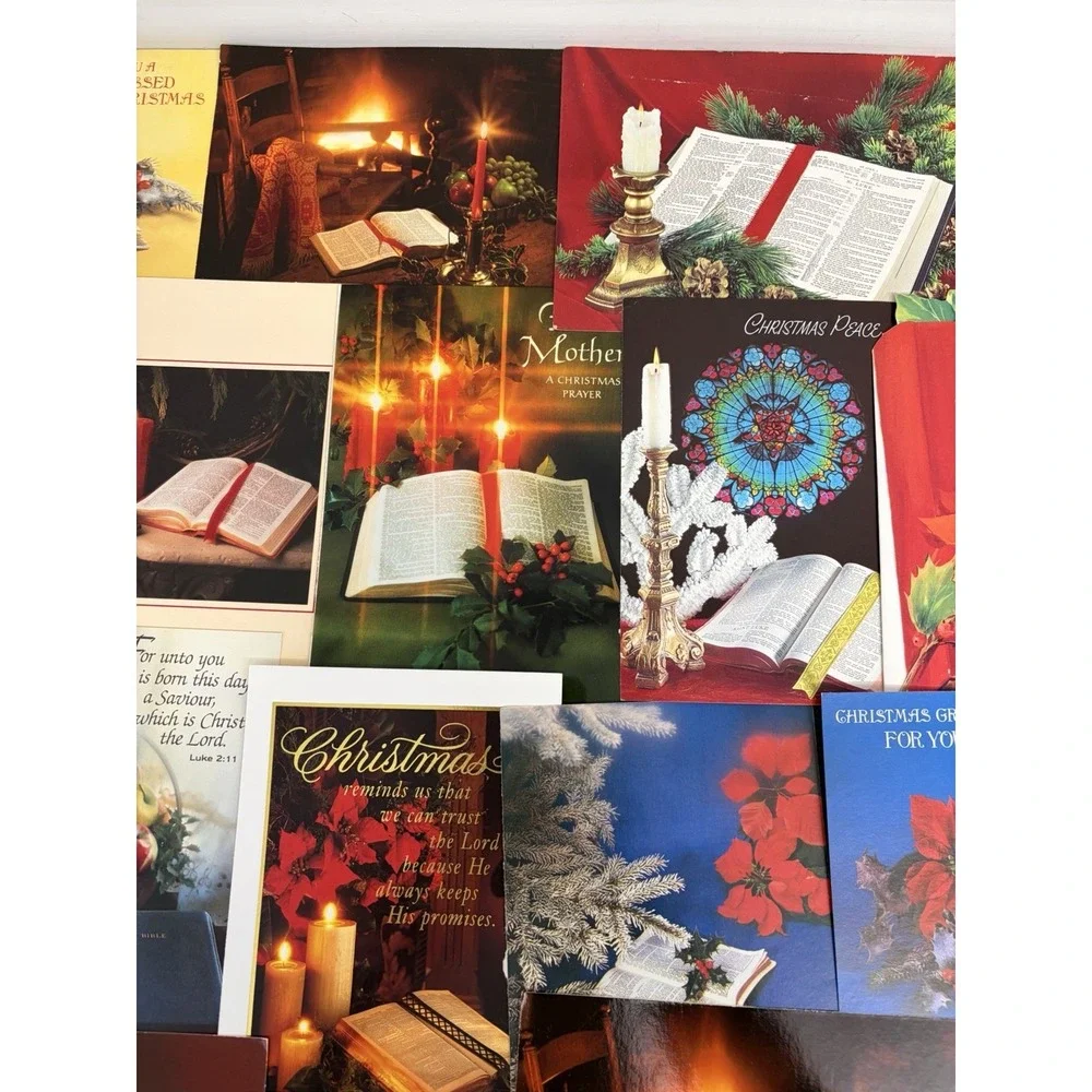 Vintage Christmas Cards Fronts ONLY Bibles Scrapbooking Decoupage Lot of 50+